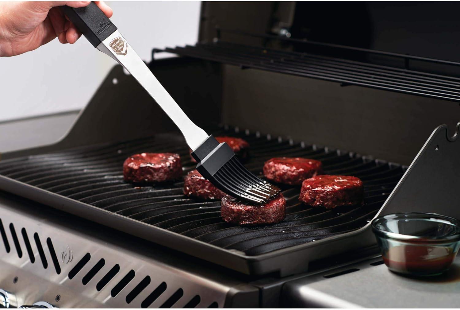 image:imageNapoleon Accessory 70036 Executive 3 Piece Toolset Premium BBQ Grill Toolset Cast Stainless Steel Ergonomic Handles Heat Safe Rubber Grip Includes Tongs Multifunctional Spatula Basting Brush