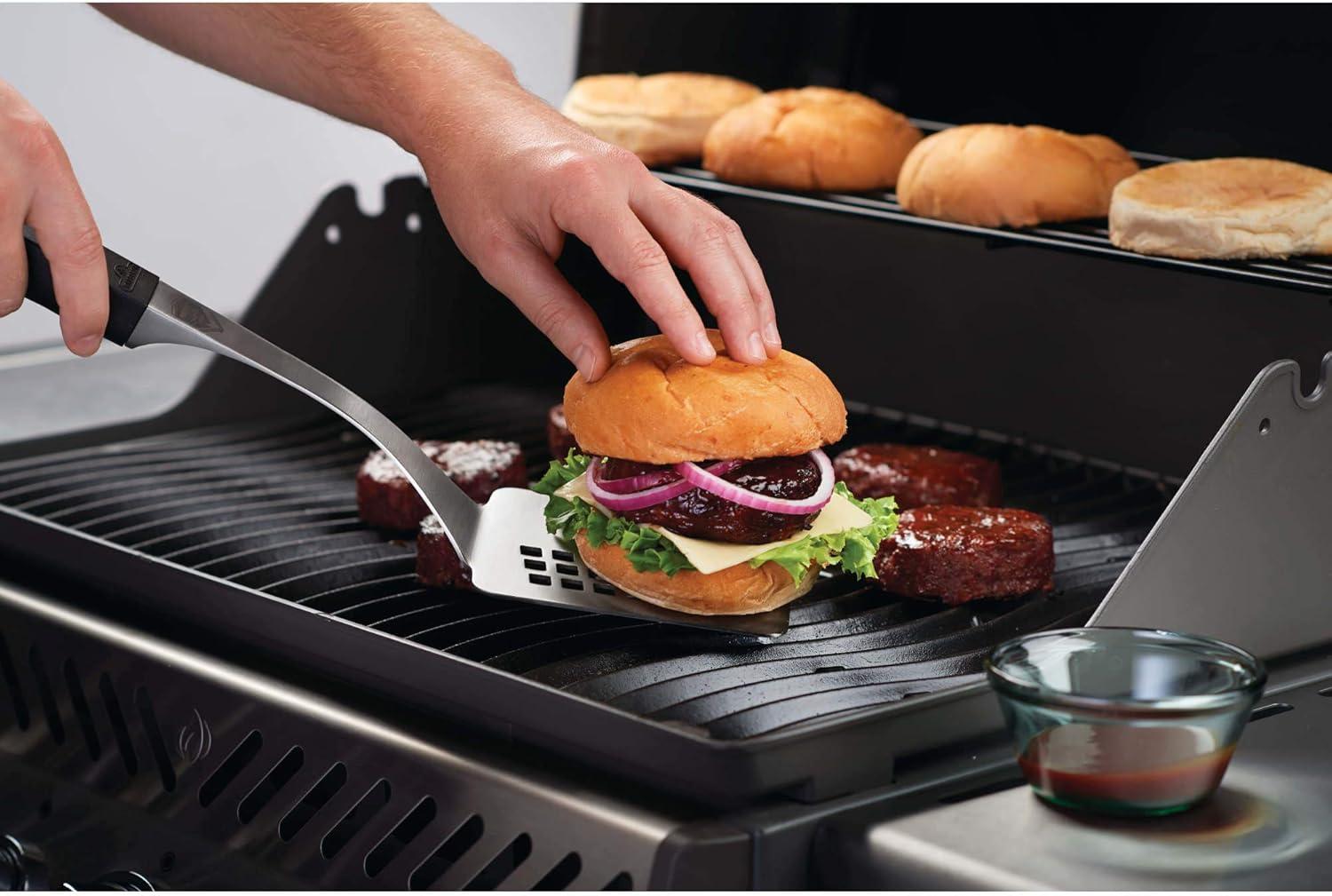 image:imageNapoleon Accessory 70036 Executive 3 Piece Toolset Premium BBQ Grill Toolset Cast Stainless Steel Ergonomic Handles Heat Safe Rubber Grip Includes Tongs Multifunctional Spatula Basting Brush