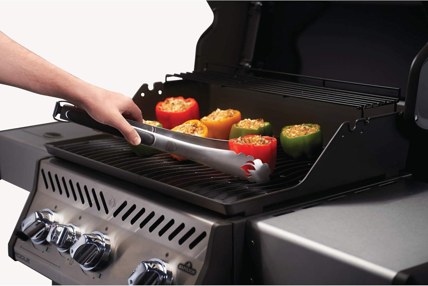 image:imageNapoleon Accessory 70036 Executive 3 Piece Toolset Premium BBQ Grill Toolset Cast Stainless Steel Ergonomic Handles Heat Safe Rubber Grip Includes Tongs Multifunctional Spatula Basting Brush