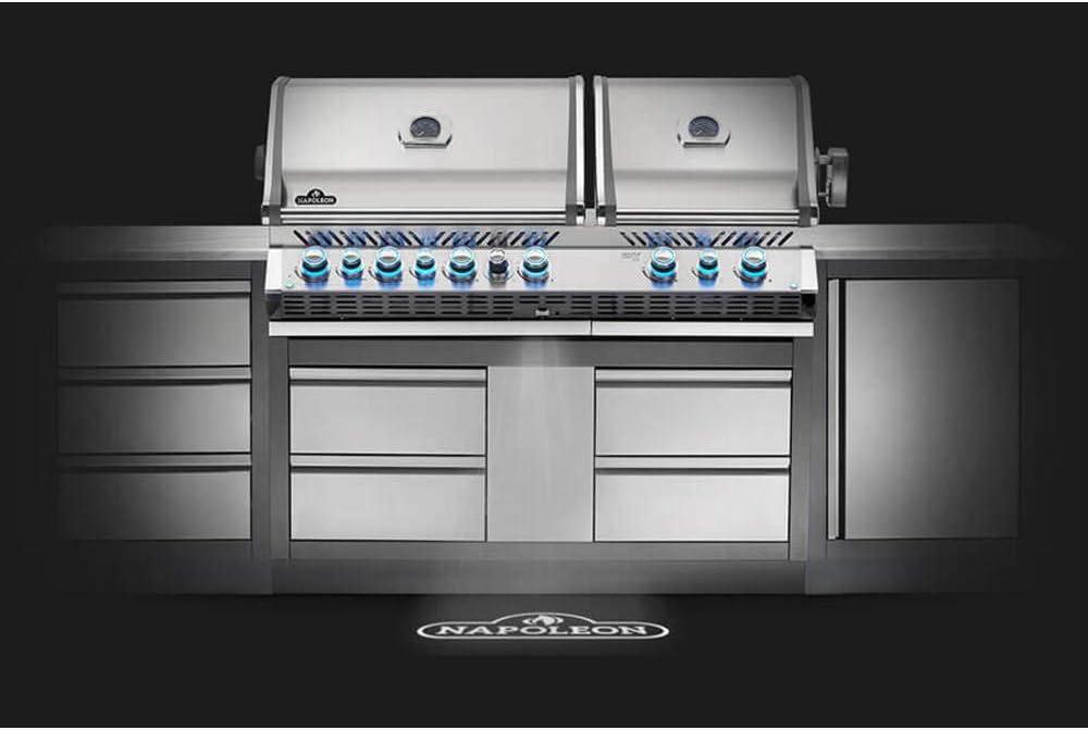 image:imageNapoleon BIPRO825RBIPSS3 Builtin Prestige PRO 825 RBI Propane Gas Grill Head sqin Infrared Infrared Bottom andRear Burner Stainless Steel