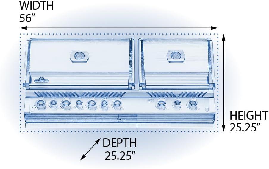 image:imageNapoleon BIPRO825RBIPSS3 Builtin Prestige PRO 825 RBI Propane Gas Grill Head sqin Infrared Infrared Bottom andRear Burner Stainless Steel