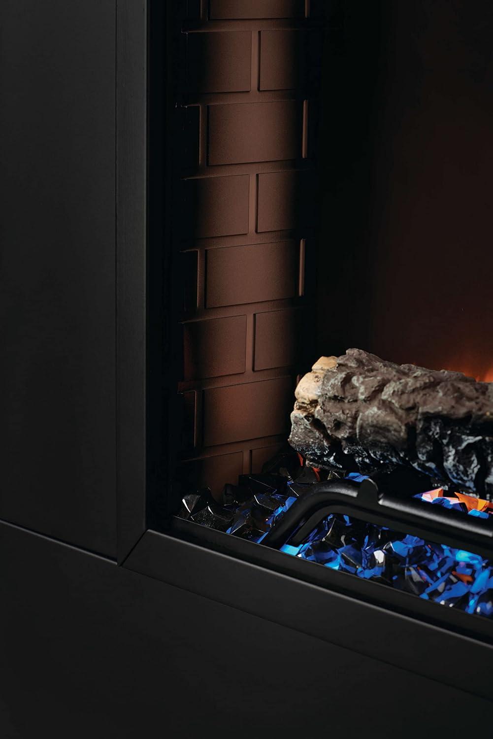 image:imageNapoleon Cineview 26 NEFB26H Builtin Electric Fireplace 26in Black Glass Front Glass Crystal Ember Bed Optional Burnt Oak Logs 3 Flame Colors 7 Ember Bed ColorsBlack
