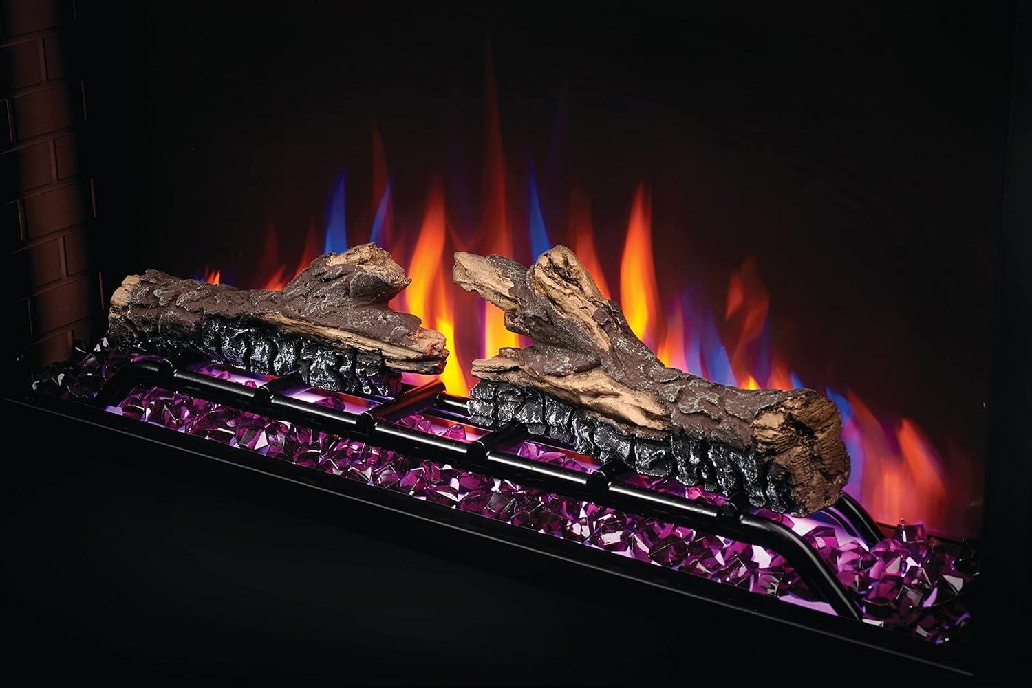 image:imageNapoleon Cineview 26 NEFB26H Builtin Electric Fireplace 26in Black Glass Front Glass Crystal Ember Bed Optional Burnt Oak Logs 3 Flame Colors 7 Ember Bed ColorsBlack