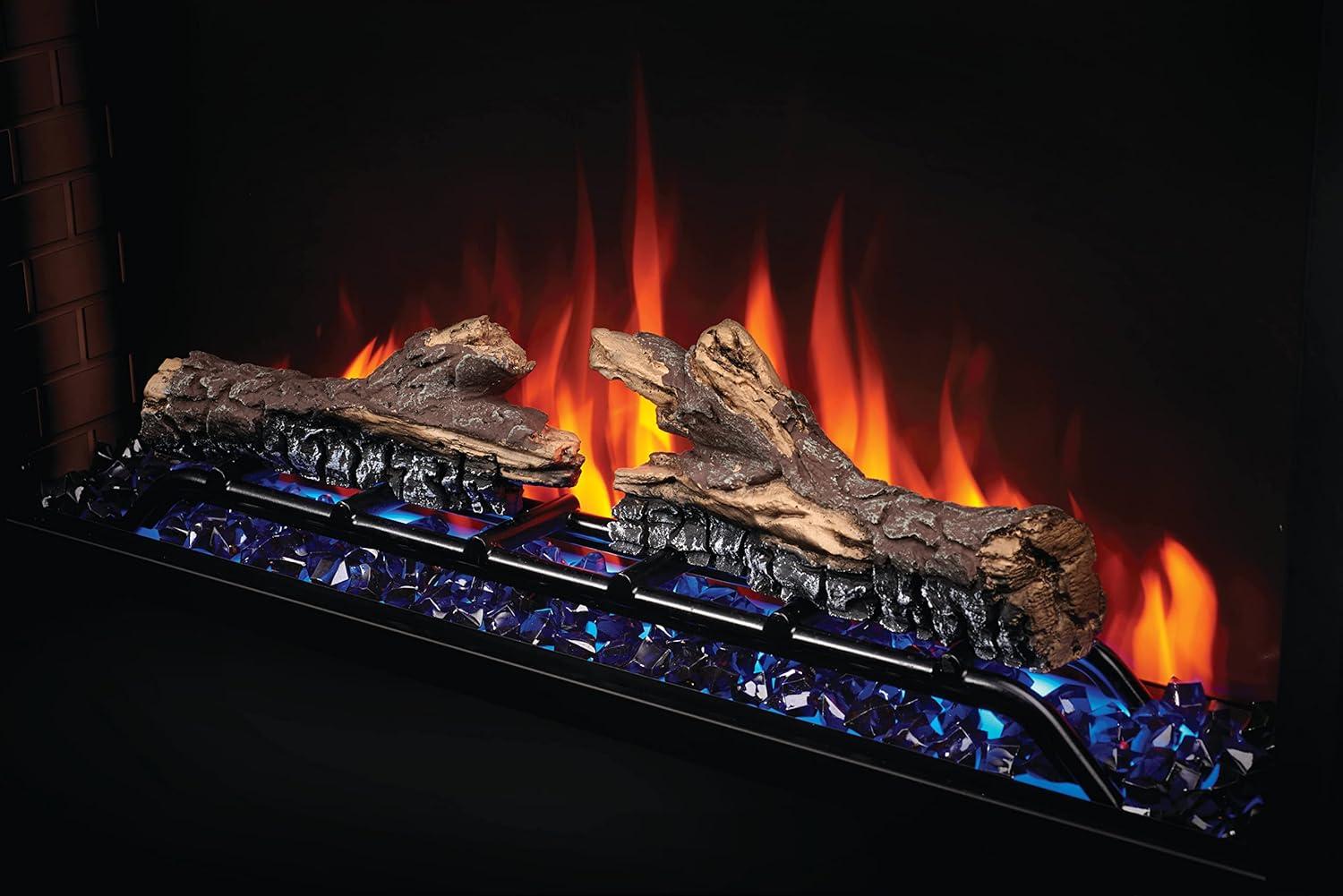 image:imageNapoleon Cineview 26 NEFB26H Builtin Electric Fireplace 26in Black Glass Front Glass Crystal Ember Bed Optional Burnt Oak Logs 3 Flame Colors 7 Ember Bed ColorsBlack