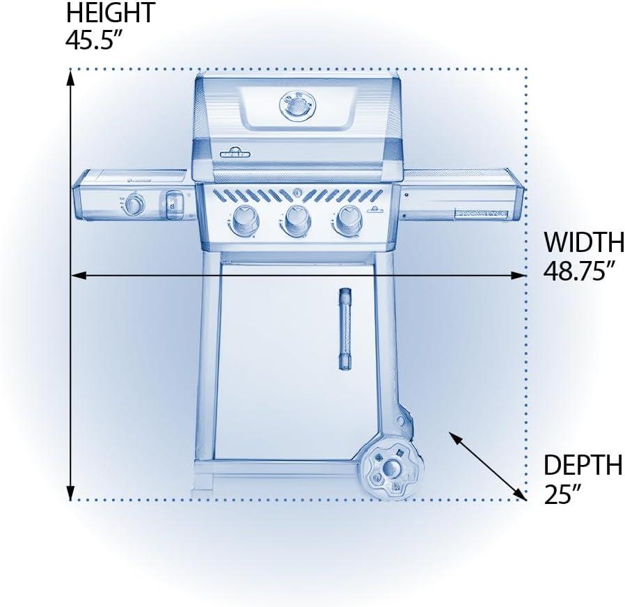 image:imageNapoleon Freestyle 365 Propane Gas Outdoor Grill with Range Side Burner Graphite Grey 4Burner BBQ for Versatile Cooking