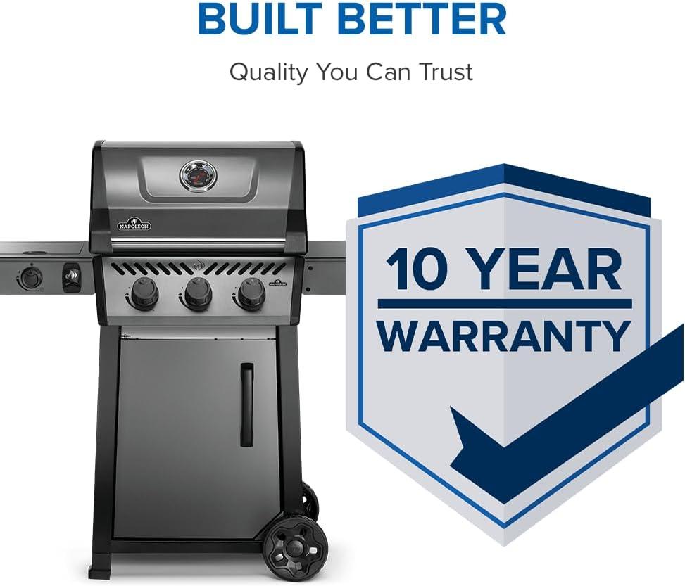 image:imageNapoleon Freestyle 365 Propane Gas Outdoor Grill with Range Side Burner Graphite Grey 4Burner BBQ for Versatile Cooking
