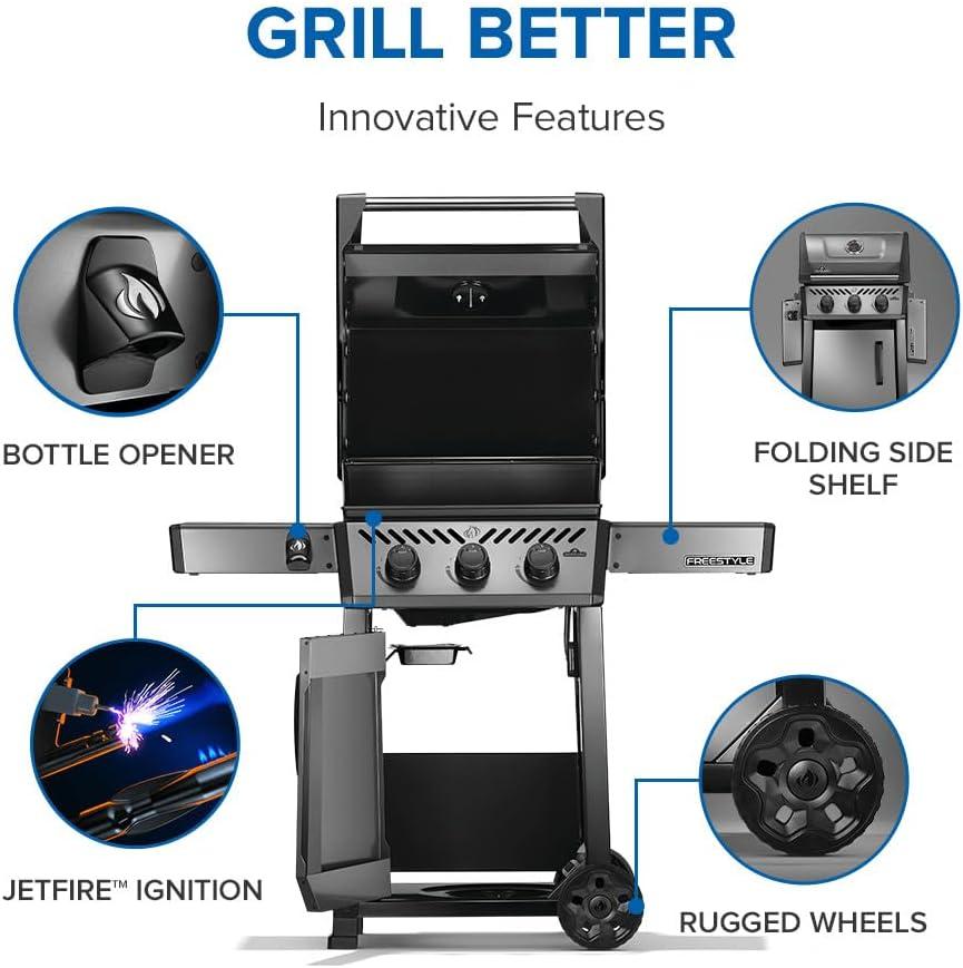 image:imageNapoleon Freestyle 425 Propane Gas Outdoor Grill Graphite Grey 4Burner Backyard BBQ for Home GrillingGraphite Grey