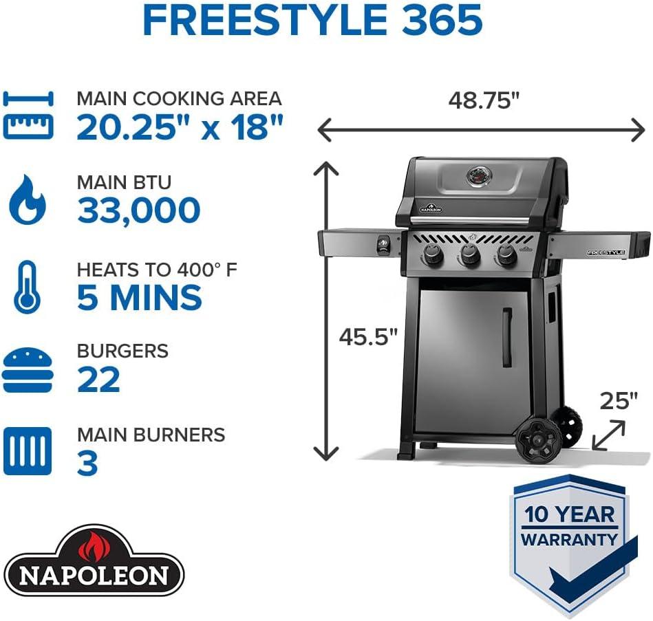 image:imageNapoleon Freestyle 425 Propane Gas Outdoor Grill Graphite Grey 4Burner Backyard BBQ for Home GrillingGraphite Grey