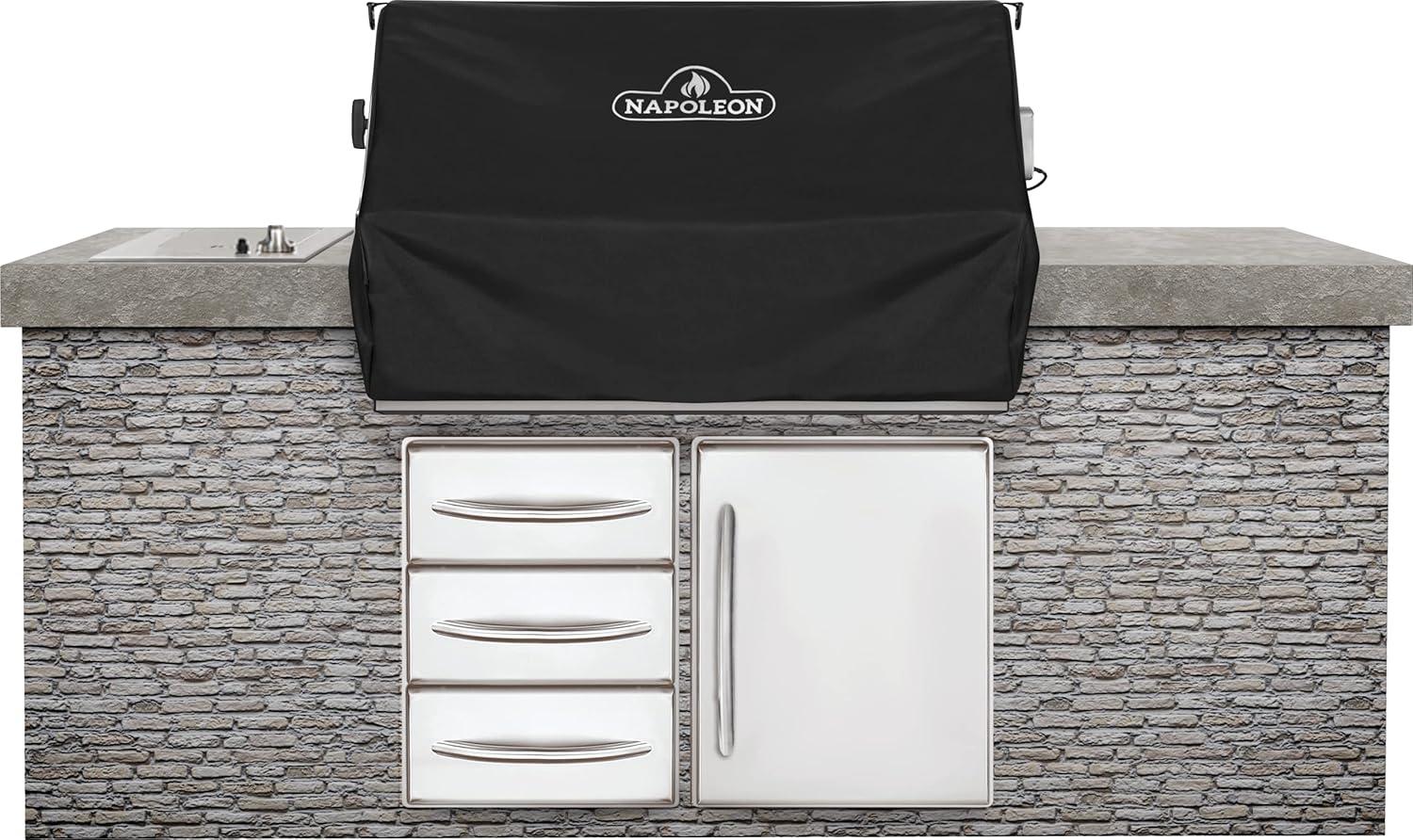 image:imageNapoleon Grill Cover for PRO 665 Black Water Resistant UV Protected Air Vents Velcro Closure Hanging Loops Adjustable Buckled StrapsBuiltIn