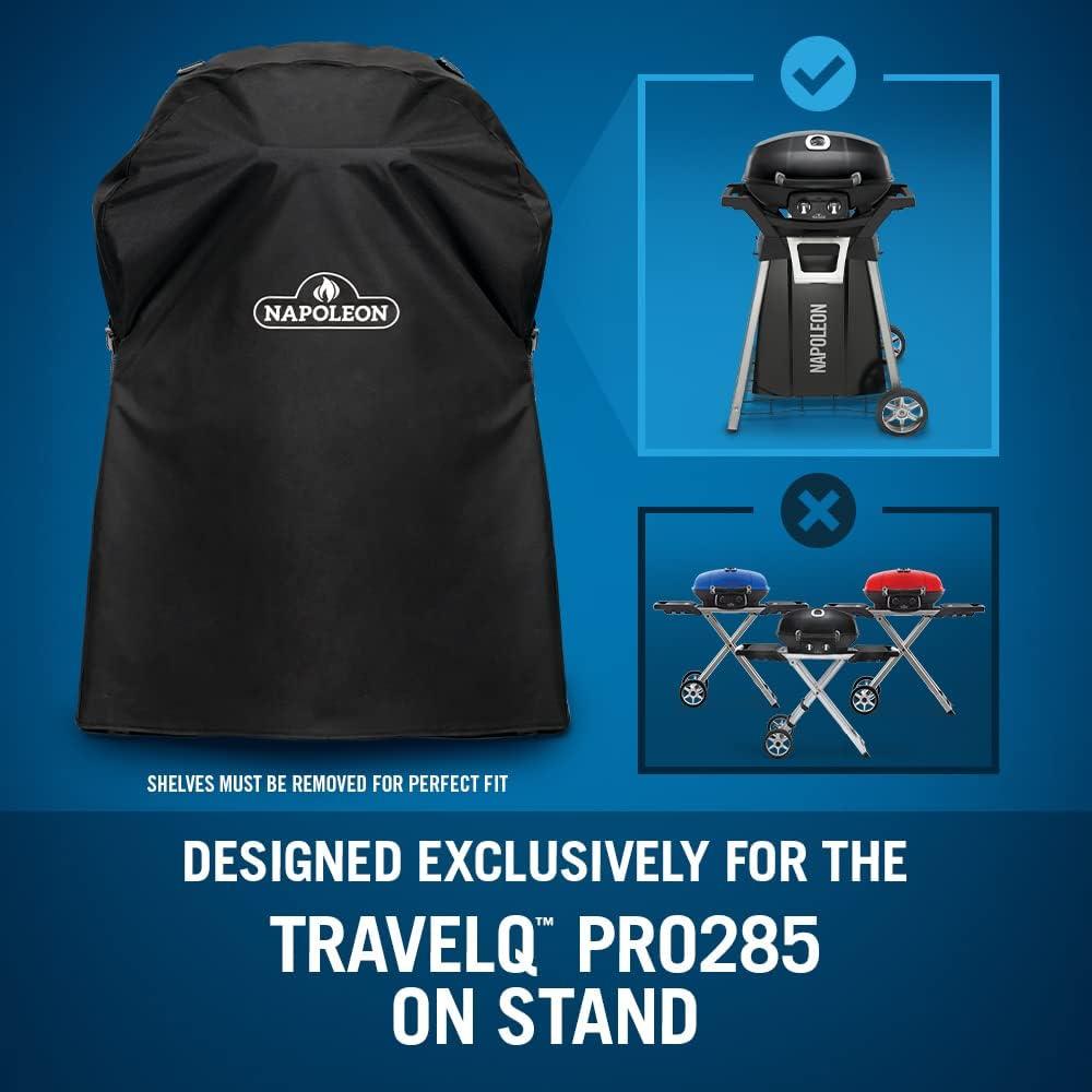 image:imageNapoleon Grill Cover for TravelQ PRO285 on Stand PRO285STAND Black Water Resistant UV Protected Air Vents Hanging Loops Adjustable Buckled Straps