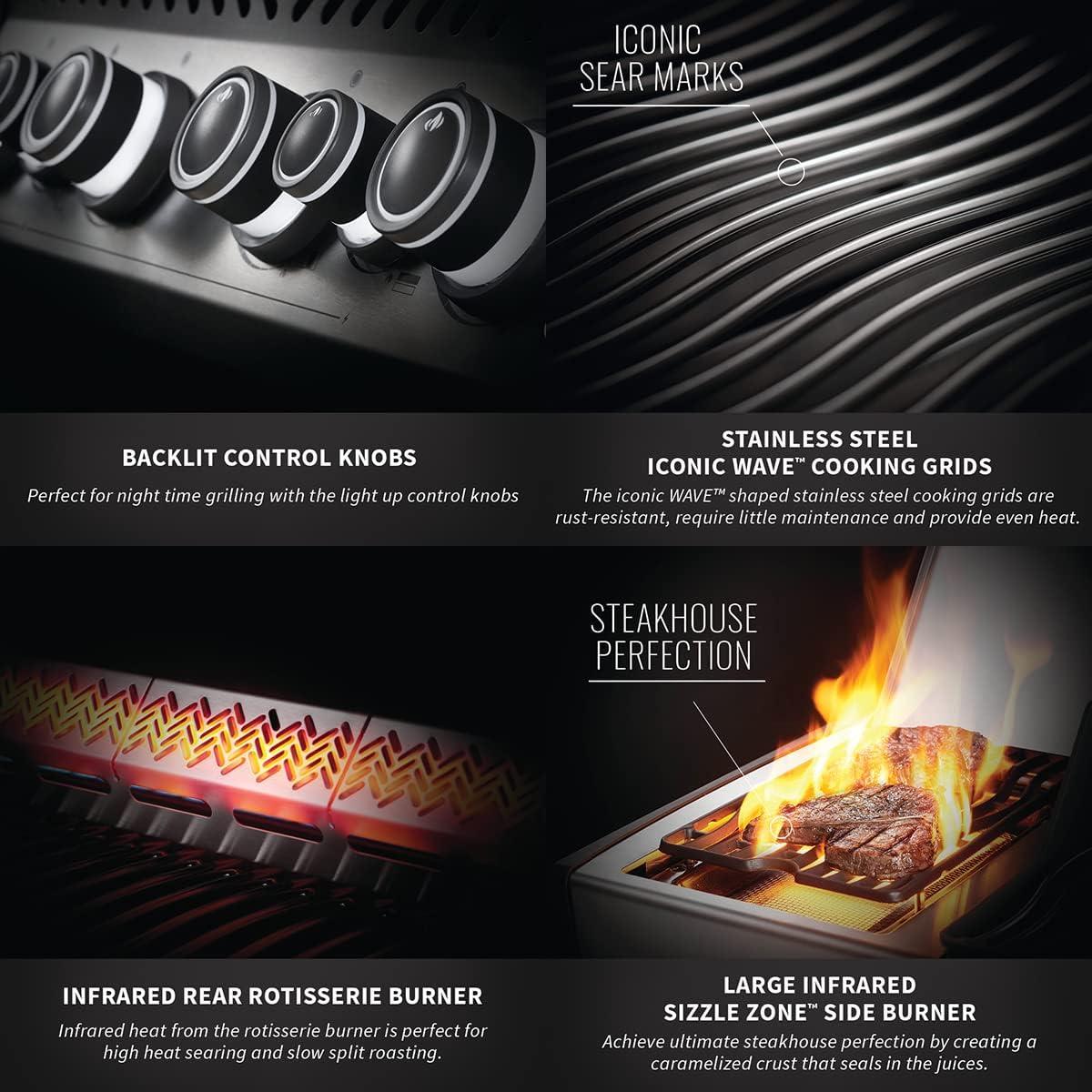 image:imageNapoleon Rogue SE 625 BBQ Grill Stainless Steel Natural Gas RSE625RSIBNSS1 With Five Main Burners Infrared Rear And Side Burner Folding Side Shelves Instant Failsafe Ignition