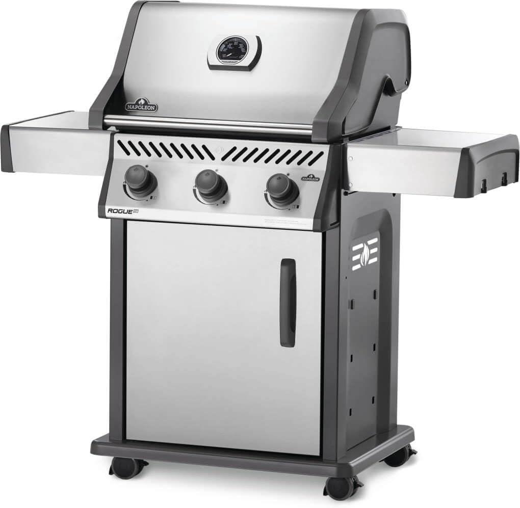 image:imageNapoleon Rogue XT 425 BBQ Grill Stainless Steel Propane Gas RXT425PSS1 With Three Burners Barbecue Gas Cart Folding Side Shelves Instant Failsafe Ignition