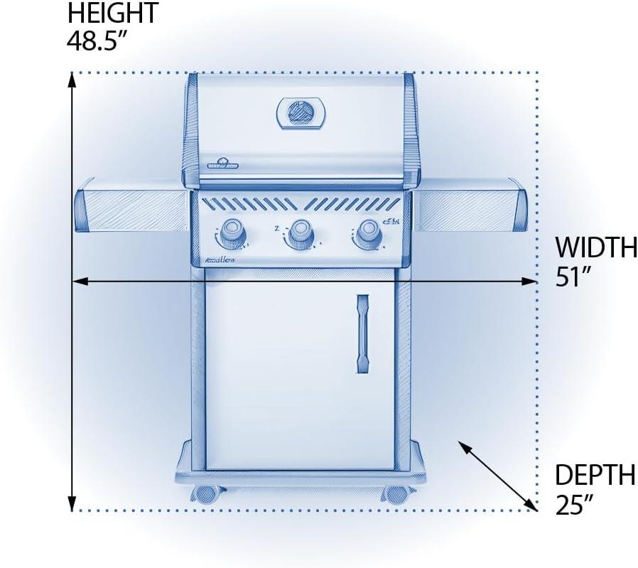 image:imageNapoleon Rogue XT 425 BBQ Grill Stainless Steel Propane Gas RXT425PSS1 With Three Burners Barbecue Gas Cart Folding Side Shelves Instant Failsafe Ignition