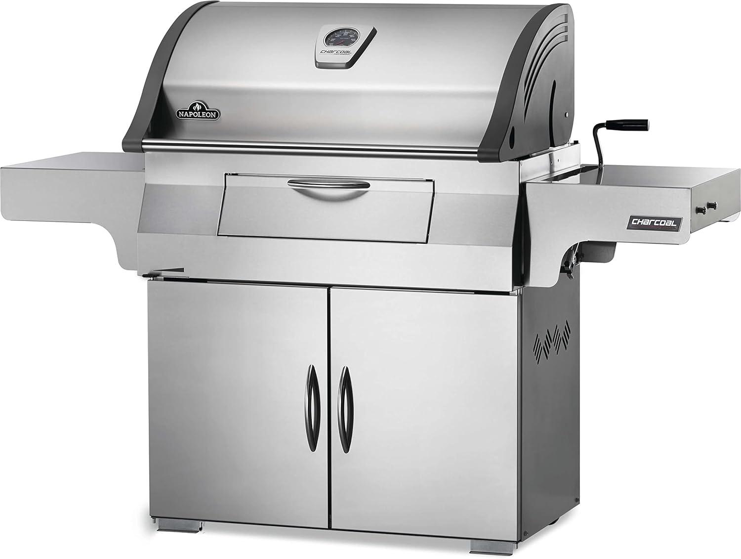 image:imageNapoleon Stainless Steel PRO 605 Charcoal Professional BBQ Grill PRO605CSS Professional Style Charcoal Barbecue Grill Full Size Cart Model Charcoal BBQ Smoker Charcoal BBQ