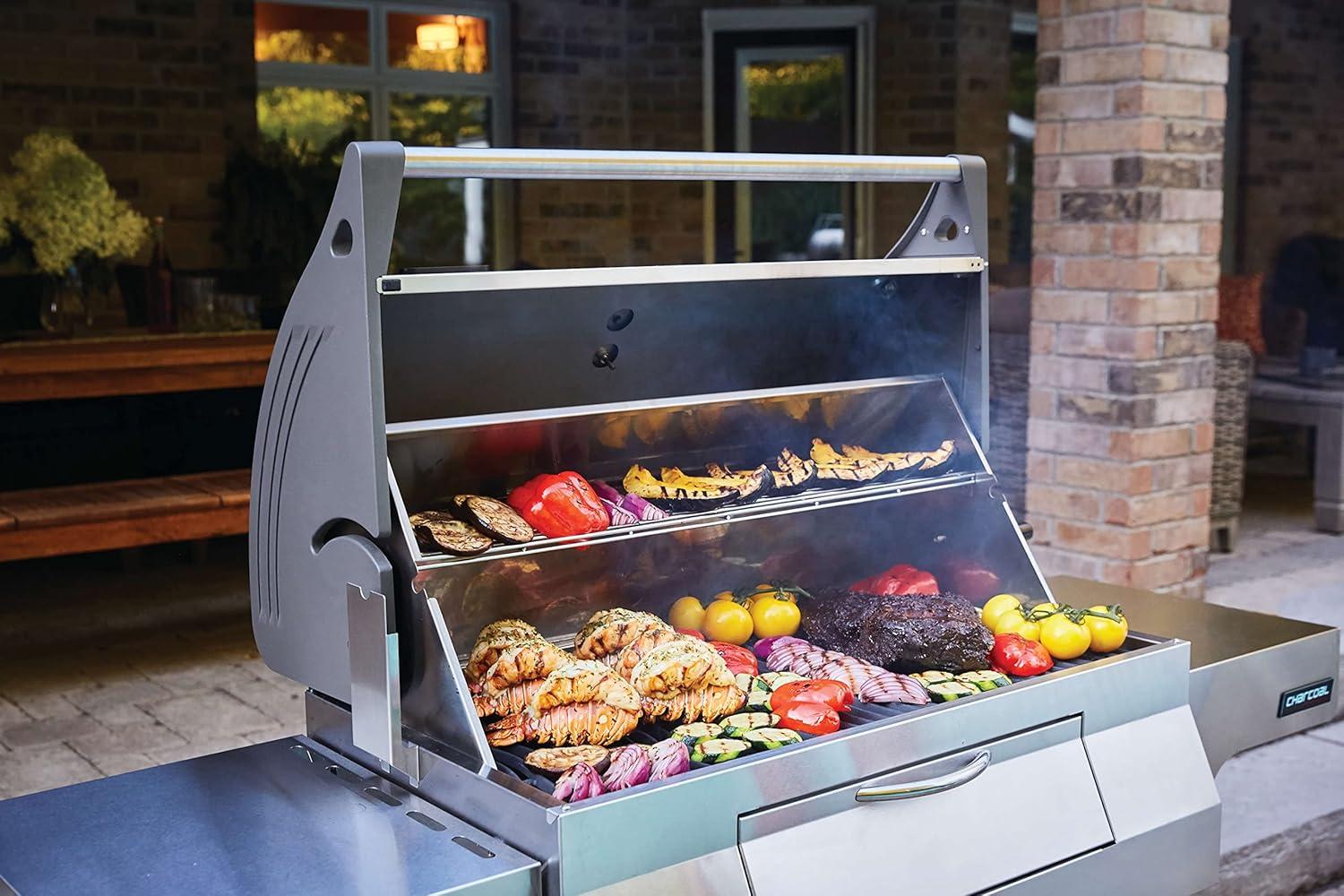 image:imageNapoleon Stainless Steel PRO 605 Charcoal Professional BBQ Grill PRO605CSS Professional Style Charcoal Barbecue Grill Full Size Cart Model Charcoal BBQ Smoker Charcoal BBQ