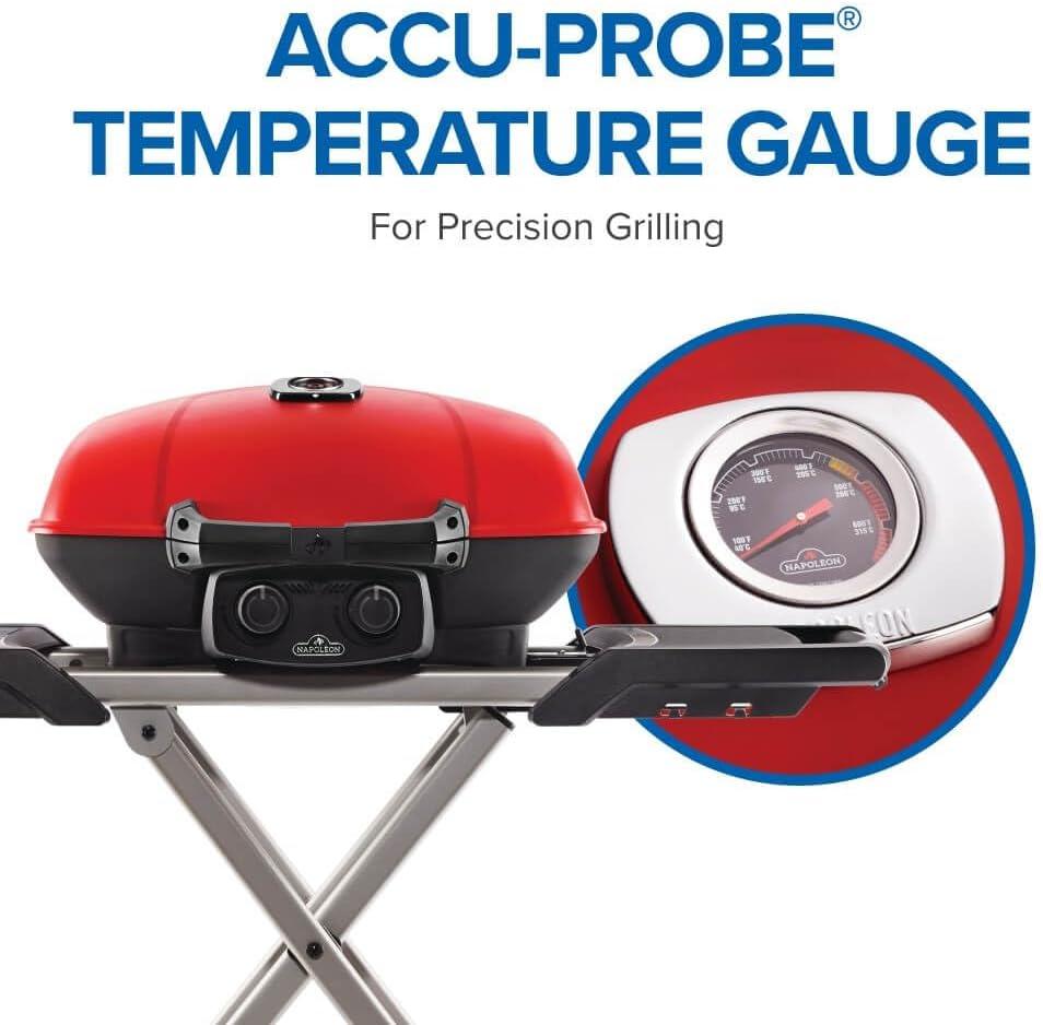 image:imageNapoleon TravelQ 285X Portable Propane Gas Grill and Scissor Cart with Griddle Red 2 Burners Tailgating Camping and Small Outdoor Spaces