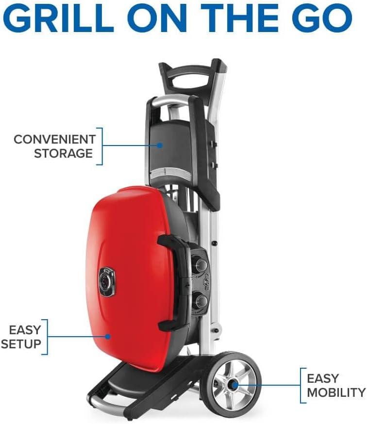 image:imageNapoleon TravelQ 285X Portable Propane Gas Grill and Scissor Cart with Griddle Red 2 Burners Tailgating Camping and Small Outdoor Spaces