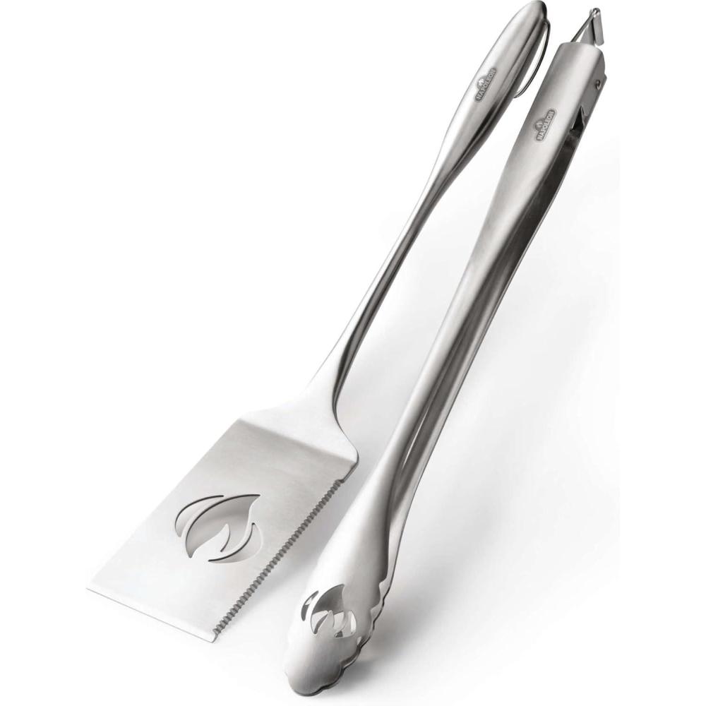 image:imageNapoleon PRO Stainless Steel Toolset Ergonomic Handles Hanging Loops Includes Tongs Multifunctional Spatula