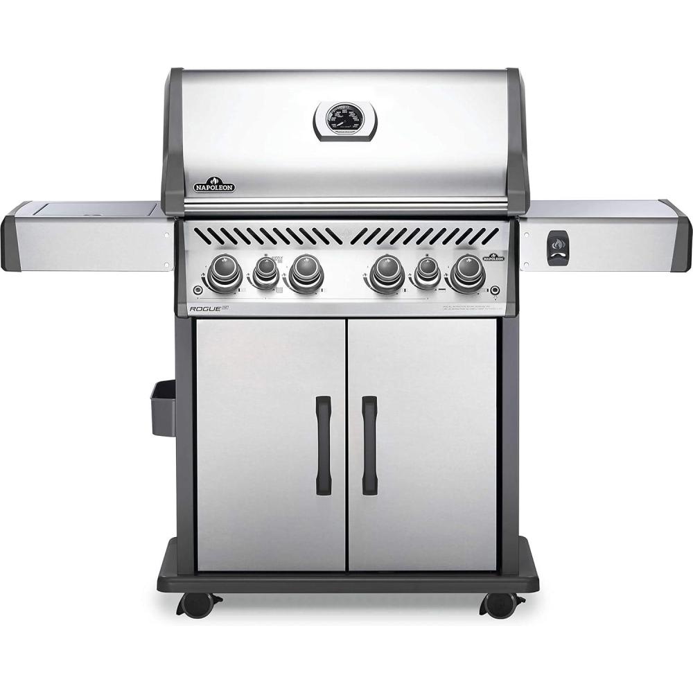 image:imageNapoleon Rogue SE 525 BBQ Grill Stainless Steel Propane RSE525RSIBPSS1 With Four Main Burners Infrared Rear And Side Burner Barbecue Gas Cart Folding Side Shelves Instant Failsafe Ignition