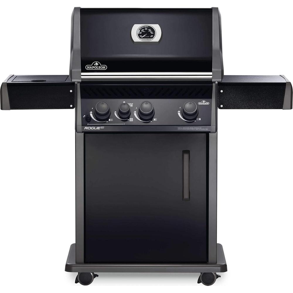 image:imageNapoleon Rogue XT 425 BBQ Grill Black Natural Gas  RXT425SIBNK1 With Three Main Burners Infrared Sear Station Side Burner Barbecue Gas Cart Folding Side Shelves Instant Failsafe Ignition