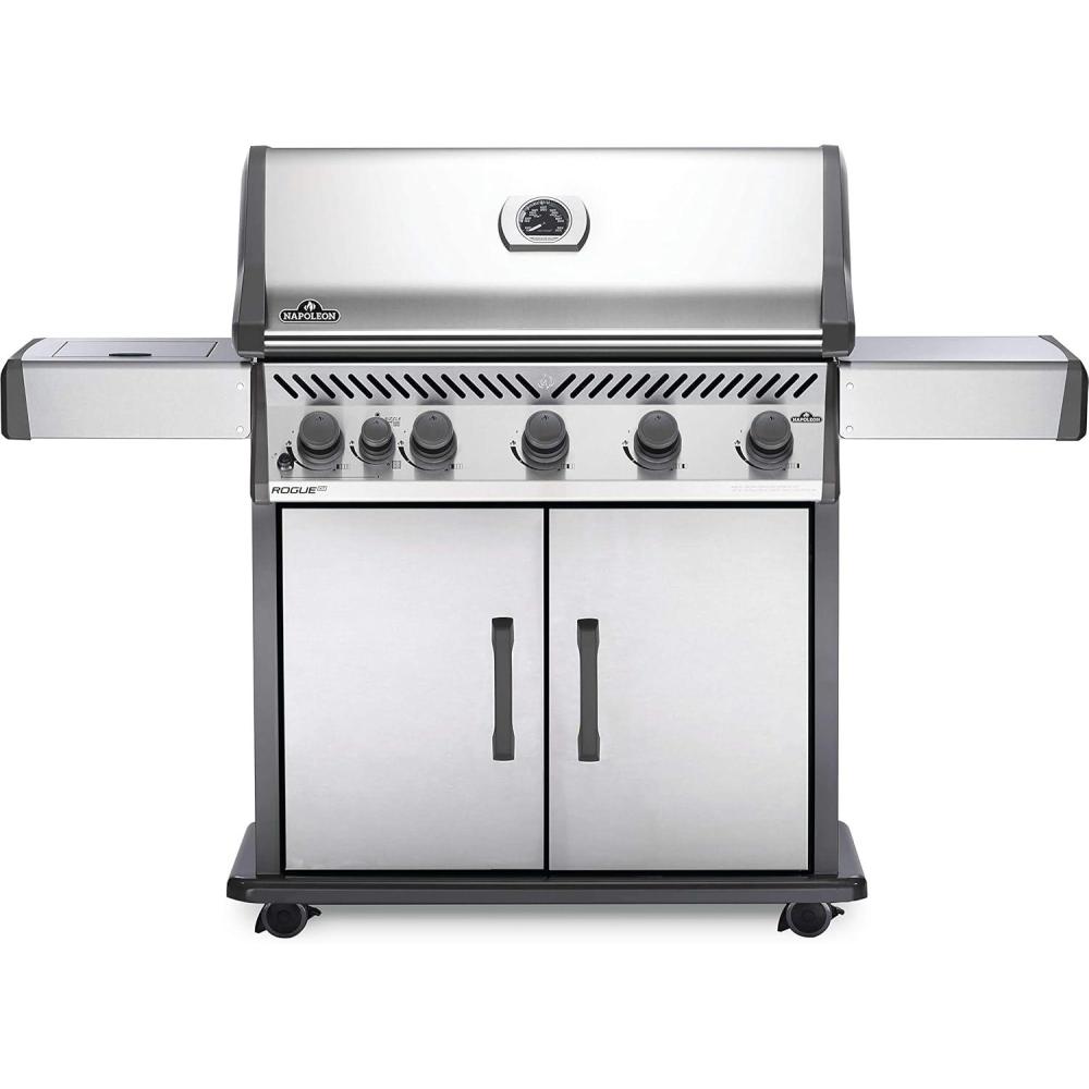 image:imageNapoleon Rogue XT 625 BBQ Grill Stainless Steel Propane Gas  RXT625SIBPSS1 with Infrared Side Burner Sear Station Five Burner Barbecue Gas CartStainless Steel