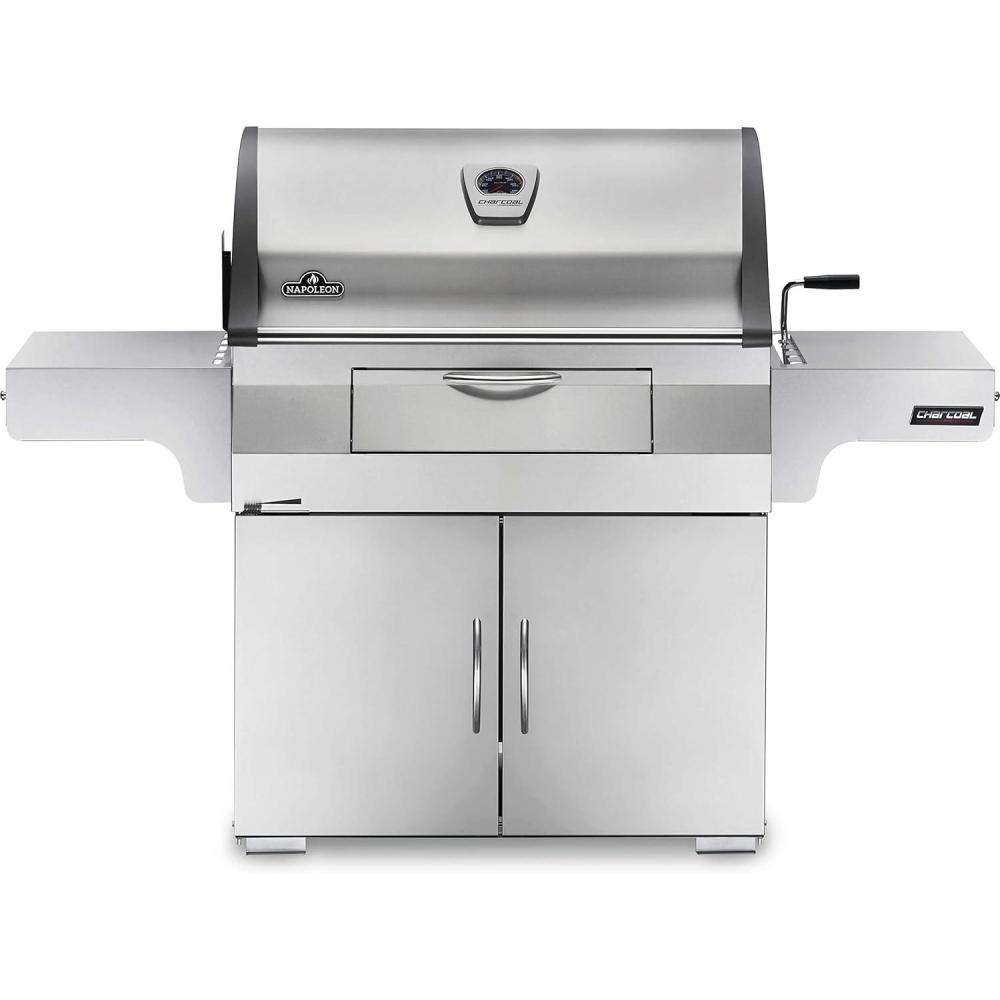 image:imageNapoleon Stainless Steel PRO 605 Charcoal Professional BBQ Grill PRO605CSS Professional Style Charcoal Barbecue Grill Full Size Cart Model Charcoal BBQ Smoker Charcoal BBQ
