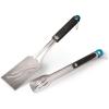 image:imageNapoleon 2 Piece Grilling Toolset  Stainless Steel Ergonomic Handles Heat Safe Rubber Grip Includes Tongs Extra Long Multifunctional Spatula Detatchable Hanging Loops