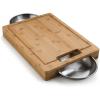 image:imageNapoleon PRO Bamboo Cutting Board with Stainless Steel Bowls 70012 Naturally Cutting Board with Two Stainless Steel Bowls Chopping and Carving MeatCutting Board