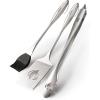 image:imageNapoleon PRO Stainless Steel 3 Piece Toolset  Stainless Steel Ergonomic Handles Hanging Loops Includes Tongs Multifunctional Spatula Basting Brush
