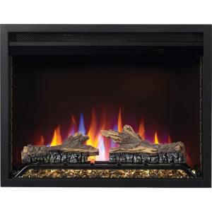 Napoleon Cineview 26 – NEFB26H – Built-in Electric Fireplace, 26-in, Black, Glass Front, Glass Crystal Ember Bed, Optional Burnt Oak Logs, 3 Flame Colors, 7 Ember Bed Colors(Black)