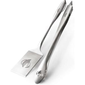 Napoleon PRO Stainless Steel Toolset – Ergonomic Handles, Hanging Loops, Includes Tongs, Multifunctional Spatula