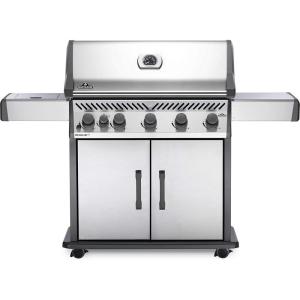 Napoleon Rogue XT 625 BBQ Grill, Stainless Steel, Propane Gas – RXT625SIBPSS-1 with Infrared Side Burner Sear Station, Five Burner Barbecue Gas Cart(Stainless Steel)