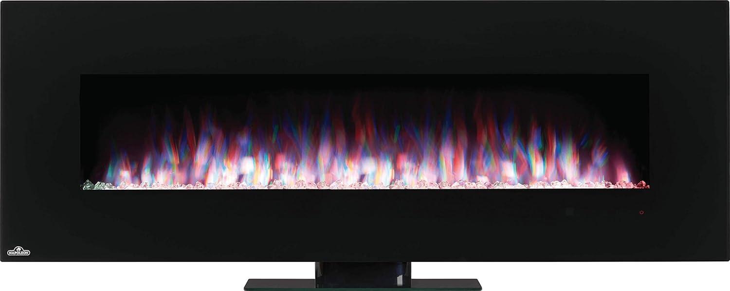 image:imageNapoleon Amano 60 NEFL60B1 Wall Hanging Electric Fireplace 60in Black Glass Front Crystal Cube Ember Bed Rocks amp Pebbles Adjustable Flame Colors Remote Included