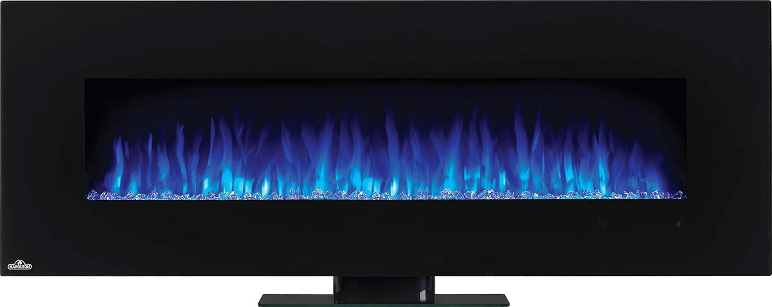 image:imageNapoleon Amano 60 NEFL60B1 Wall Hanging Electric Fireplace 60in Black Glass Front Crystal Cube Ember Bed Rocks amp Pebbles Adjustable Flame Colors Remote Included