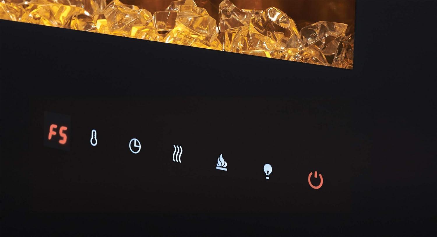 image:imageNapoleon Amano 60 NEFL60B1 Wall Hanging Electric Fireplace 60in Black Glass Front Crystal Cube Ember Bed Rocks amp Pebbles Adjustable Flame Colors Remote Included