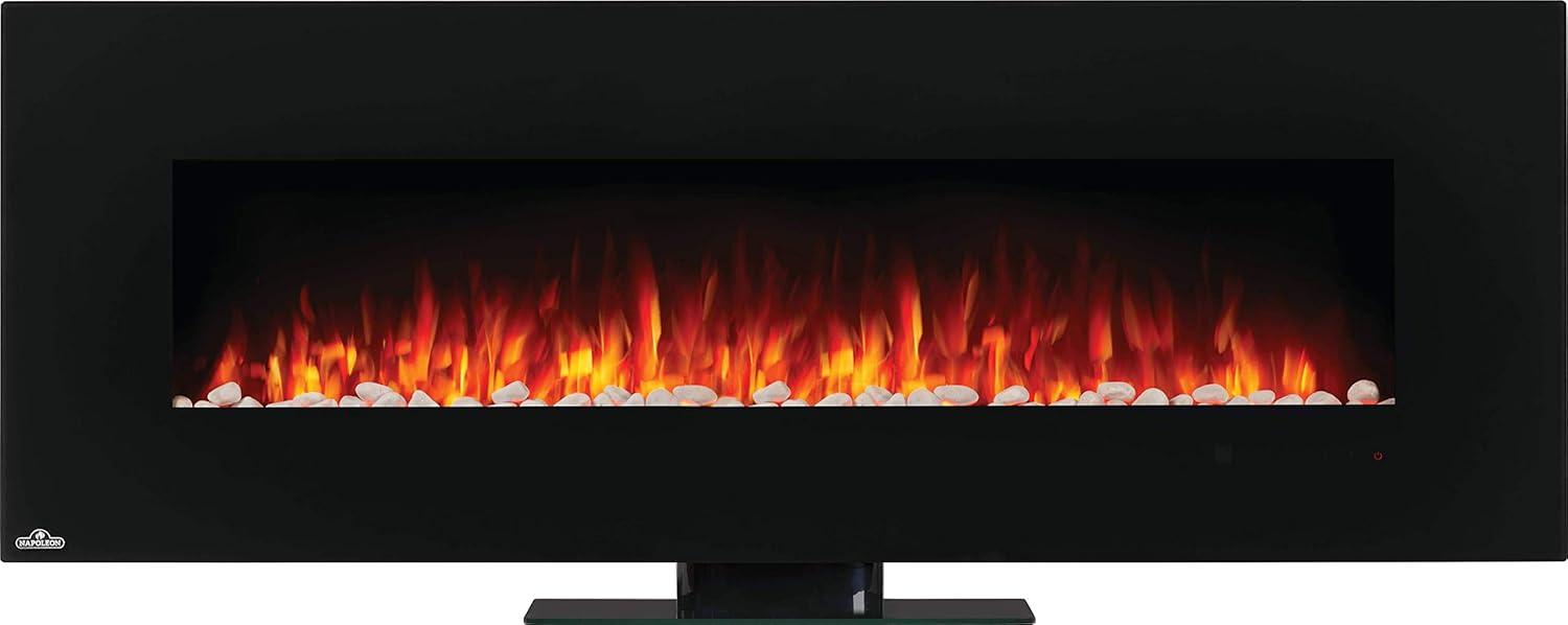 image:imageNapoleon Amano 60 NEFL60B1 Wall Hanging Electric Fireplace 60in Black Glass Front Crystal Cube Ember Bed Rocks amp Pebbles Adjustable Flame Colors Remote Included