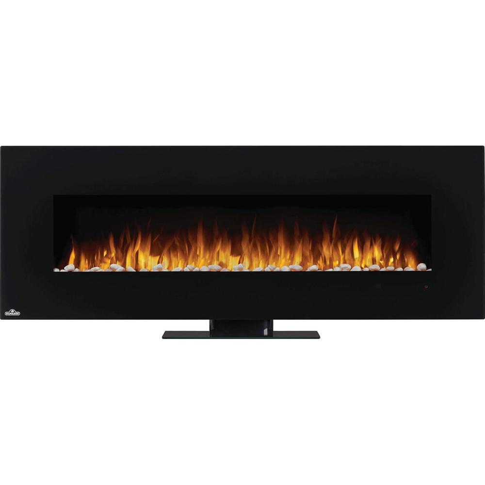 image:imageNapoleon Amano 60 NEFL60B1 Wall Hanging Electric Fireplace 60in Black Glass Front Crystal Cube Ember Bed Rocks amp Pebbles Adjustable Flame Colors Remote Included