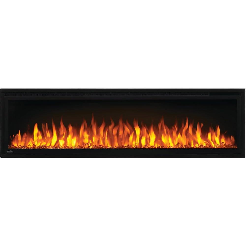 image:imageNapoleon Entice 60 NEFL60CFH Wall Hanging Electric Fireplace 60in Black Glass Front Glass Crystal Ember Bed 3 Flame Colors Remote Included