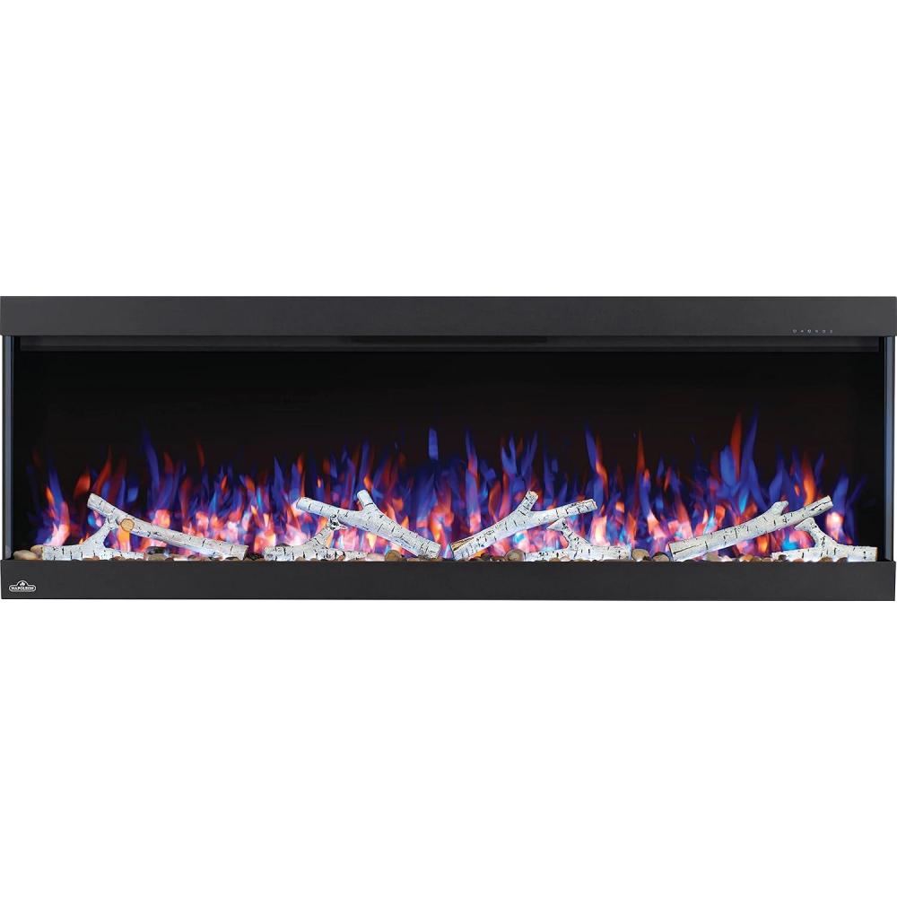 image:imageNapoleon Trivista Pictura 50  NEFL50H3SV  Wall Hanging Electric Fireplace 50in Black Glass Front Realistic Flames LED Ember Bed Adjustable Flame HeightColours Remote Included