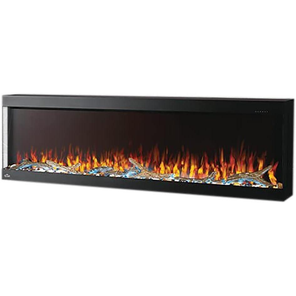image:imageNapoleon Trivista Pictura 60  NEFL60H3SV  Wall Hanging Electric Fireplace 60in Black Glass Front Realistic Flames LED Ember Bed Adjustable Flame HeightColours Remote Included