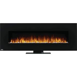 Napoleon Amano 60 – NEFL60B-1 – Wall Hanging Electric Fireplace, 60-in, Black, Glass Front, Crystal Cube Ember Bed, Rocks & Pebbles, Adjustable Flame Colors, Remote Included