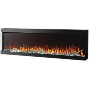 Napoleon Trivista Pictura 60 – NEFL60H3SV – Wall Hanging Electric Fireplace, 60-in, Black, Glass Front, Realistic Flames, LED Ember Bed, Adjustable Flame Height/Colours, Remote Included