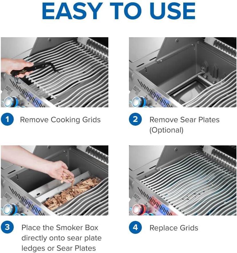 image:imageNapoleon Stainless Steel Smoker Box 67013 Add Smoky Flavor to BBQ Easily Turn Gas Grill Into Smoker Add Wood Chips or Chunks to Smoke Food on Barbecue 1625 x 254 x 35