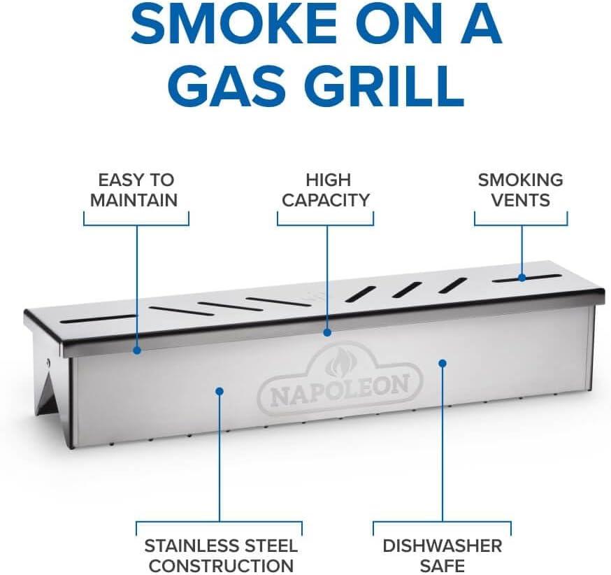 image:imageNapoleon Stainless Steel Smoker Box 67013 Add Smoky Flavor to BBQ Easily Turn Gas Grill Into Smoker Add Wood Chips or Chunks to Smoke Food on Barbecue 1625 x 254 x 35