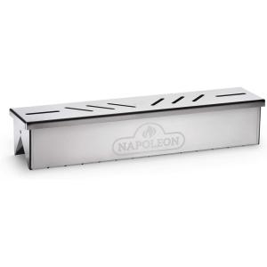 Napoleon Stainless Steel Smoker Box 67013 Add Smoky Flavor to BBQ, Easily Turn Gas Grill Into Smoker, Add Wood Chips or Chunks to Smoke Food on Barbecue 16.25 x 2.54 x 3.5