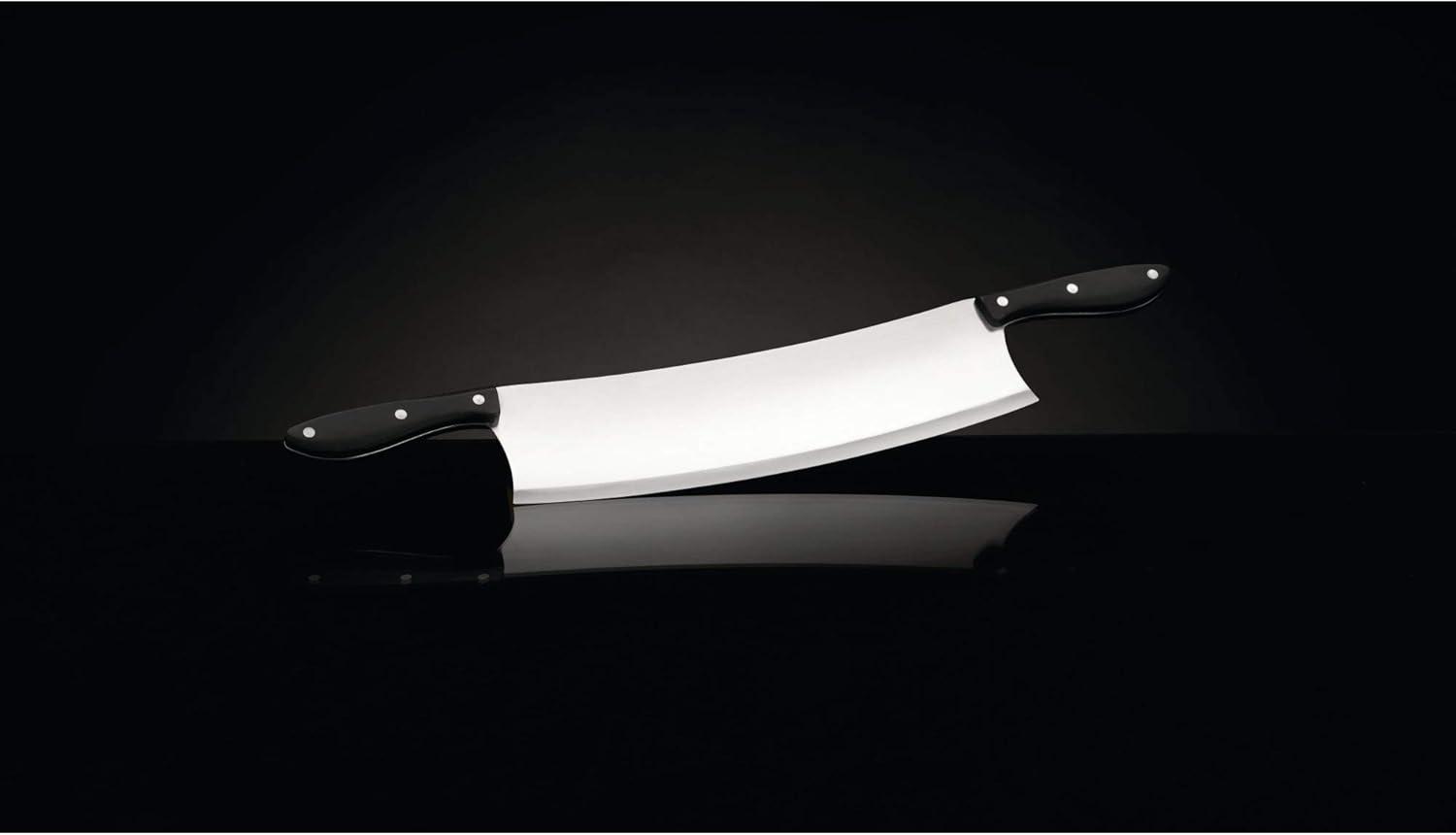 image:imageNapoleon Rocking Pizza Cutter and Chopper HalfMoon Style Blade Chop Fresh Herbs Flatbread Meat Cheese