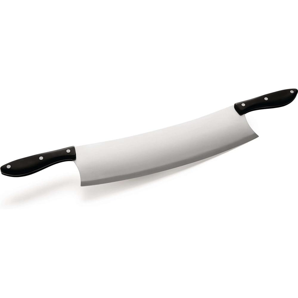 image:imageNapoleon Rocking Pizza Cutter and Chopper  HalfMoon Style Blade Chop Fresh Herbs Flatbread Meat Cheese